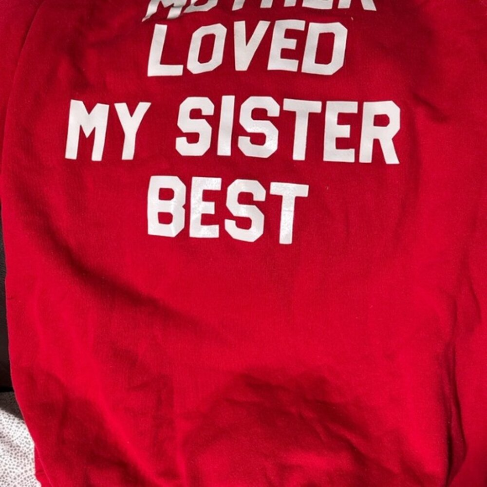 Vintage Sweatshirt Mother Loved My Sister Best Pullover Red White Size XL USA